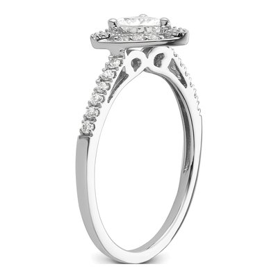 14K White Gold Diamond Trillion Halo Engagement Ring Semi-Mount – view 6