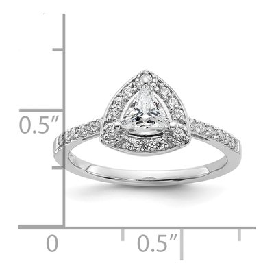 14K White Gold Diamond Trillion Halo Engagement Ring Semi-Mount – view 7