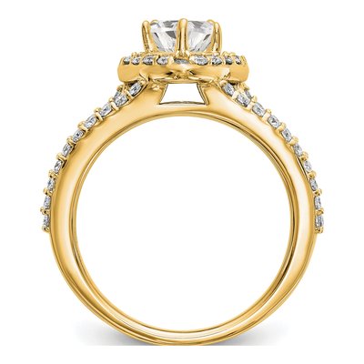 14K Yellow Gold Diamond Heart Halo Engagement Ring Semi-Mount – view 2