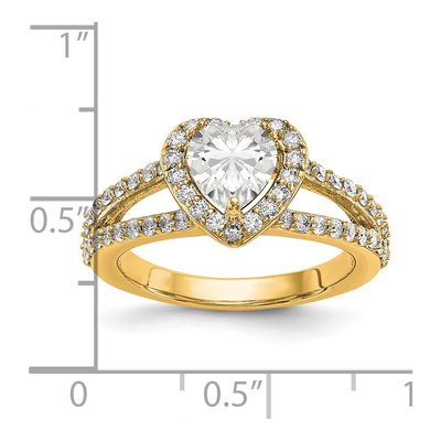 14K Yellow Gold Diamond Heart Halo Engagement Ring Semi-Mount – view 3