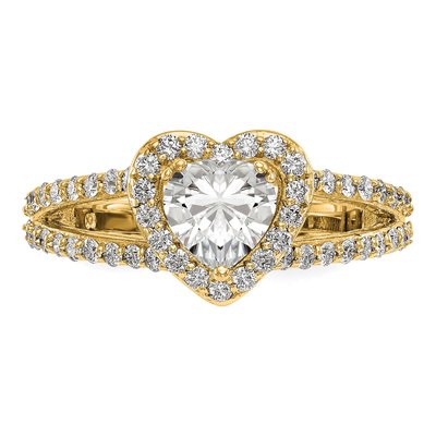 14K Yellow Gold Diamond Heart Halo Engagement Ring Semi-Mount – view 5