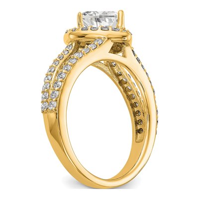 14K Yellow Gold Diamond Heart Halo Engagement Ring Semi-Mount – view 7