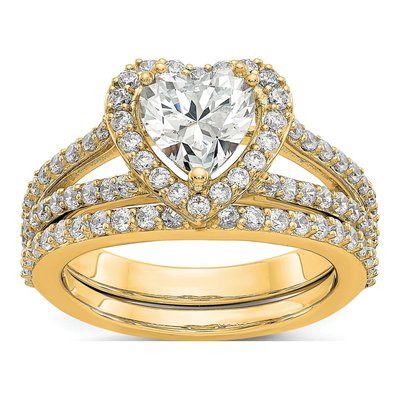 14K Yellow Gold Diamond Heart Halo Engagement Ring Semi-Mount – view 8