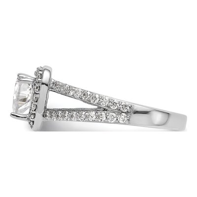 14K White Gold Diamond Heart Halo Engagement Ring Semi-Mount – view 4