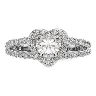 14K White Gold Diamond Heart Halo Engagement Ring Semi-Mount – view 5