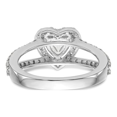 14K White Gold Diamond Heart Halo Engagement Ring Semi-Mount – view 6