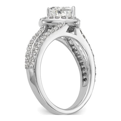 14K White Gold Diamond Heart Halo Engagement Ring Semi-Mount – view 7