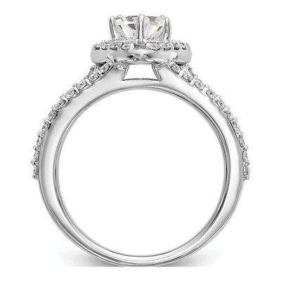 14K White Gold Diamond Halo Engagement Ring Semi-Mount – view 3