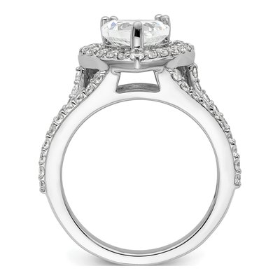 14K White Gold Diamond Halo Engagement Ring Semi-Mount – view 4