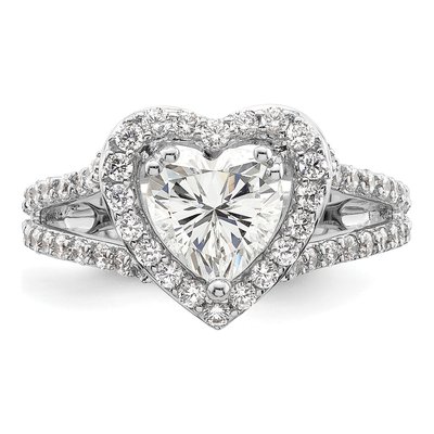 14K White Gold Diamond Halo Engagement Ring Semi-Mount – view 6