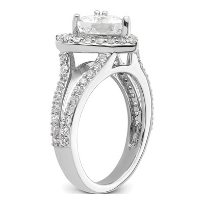 14K White Gold Diamond Halo Engagement Ring Semi-Mount – view 8