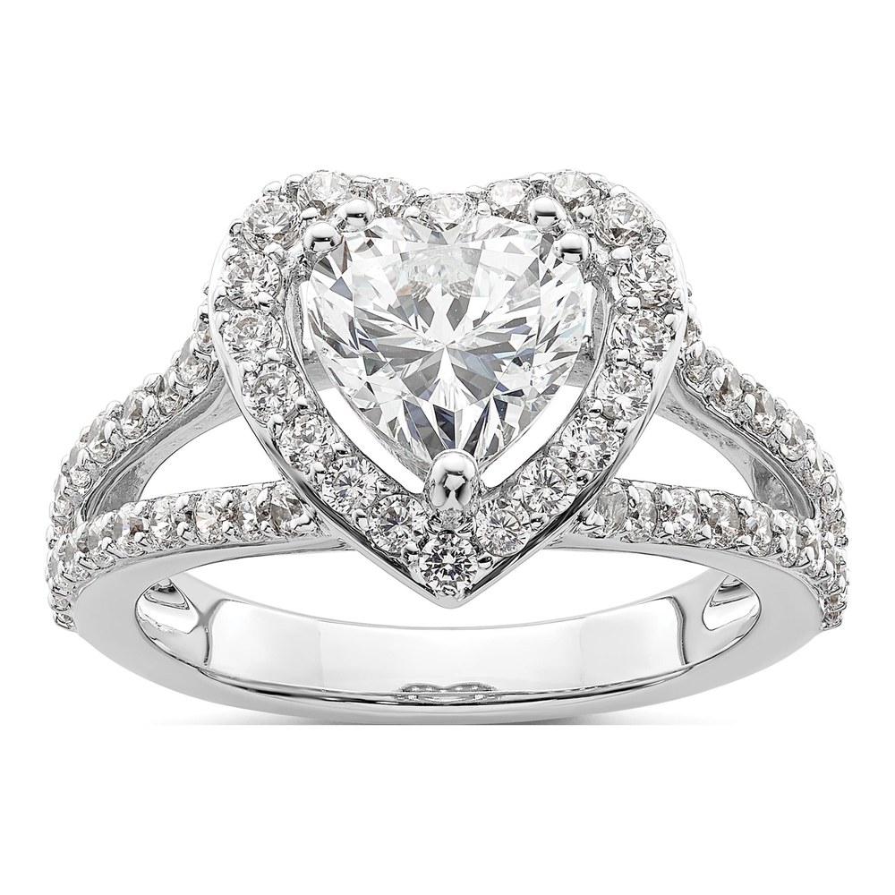 14K White Gold Halo Diamond Engagement Semi-Mount