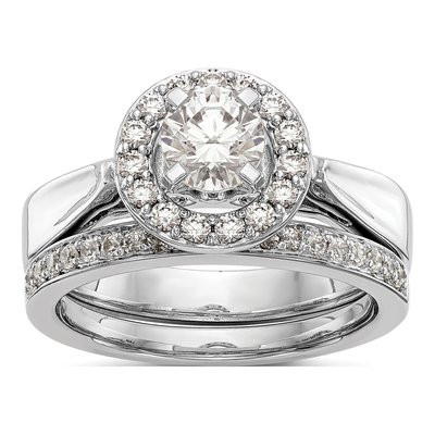 14K White Gold Diamond Halo Semi-Mount Engagement Ring – view 7
