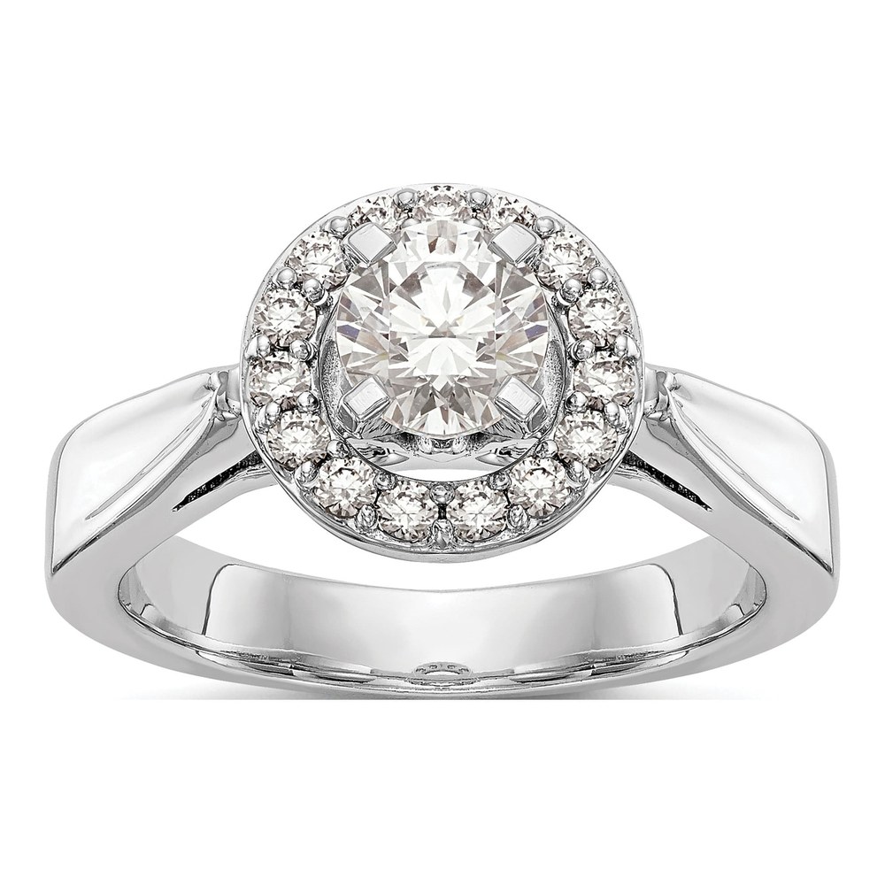 14K White Gold Diamond Halo Semi-Mount Engagement Ring