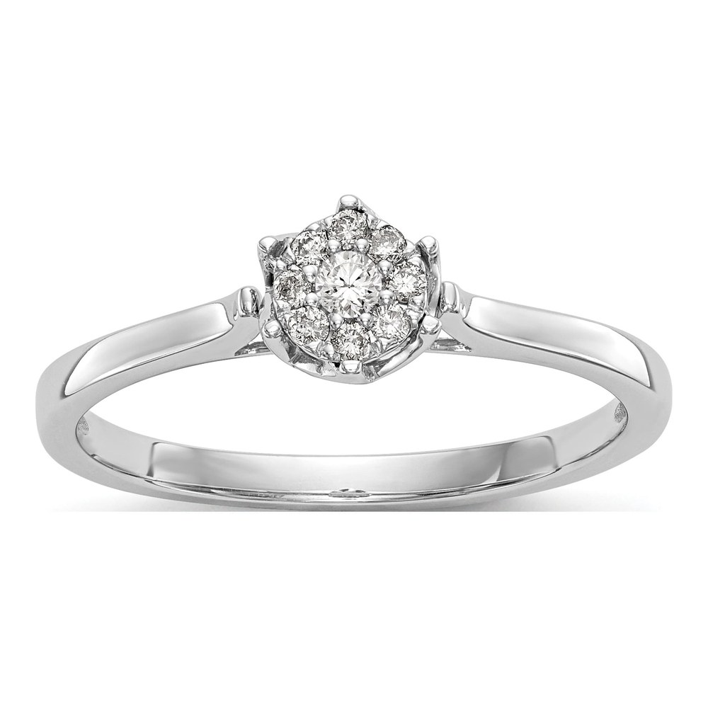 14K White Gold 1/10 ct tw Diamond Cluster Engagement Ring