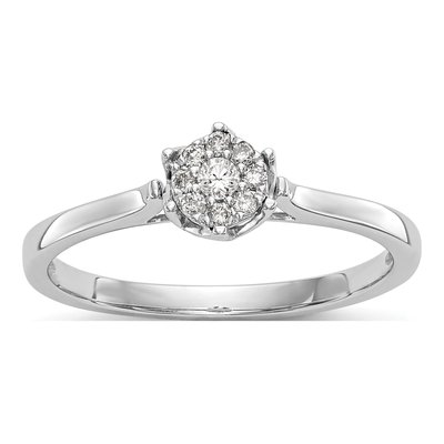 14K White Gold 1/10 ct tw Diamond Cluster Engagement Ring