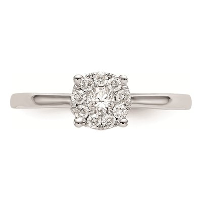 14K White Gold 1/4 ct tw Diamond Halo Cluster Engagement Ring – view 4