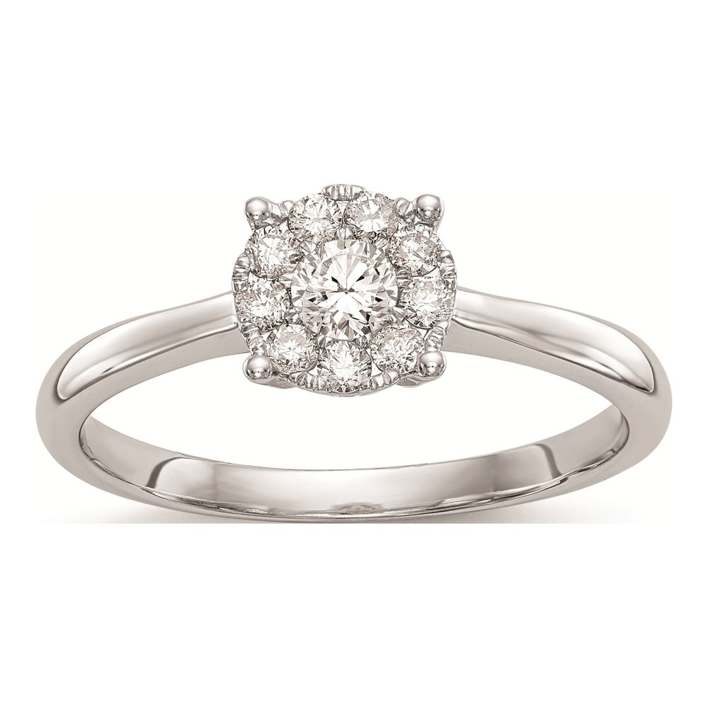 14K White Gold 1/3 ct tw Diamond Halo Engagement Ring