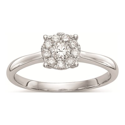 14K White Gold 1/3 ct tw Diamond Halo Engagement Ring