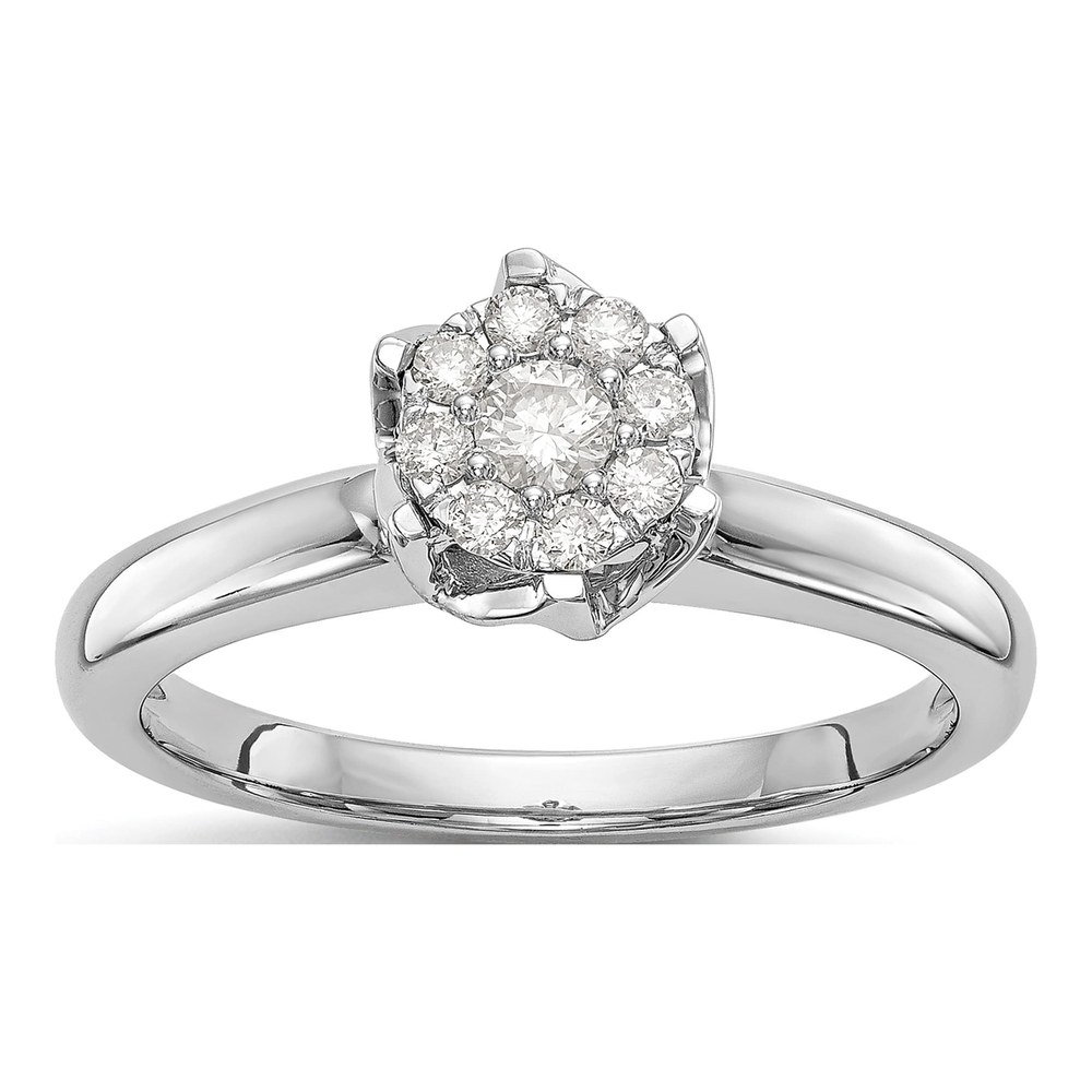 14K White Gold Diamond Cluster Engagement Ring