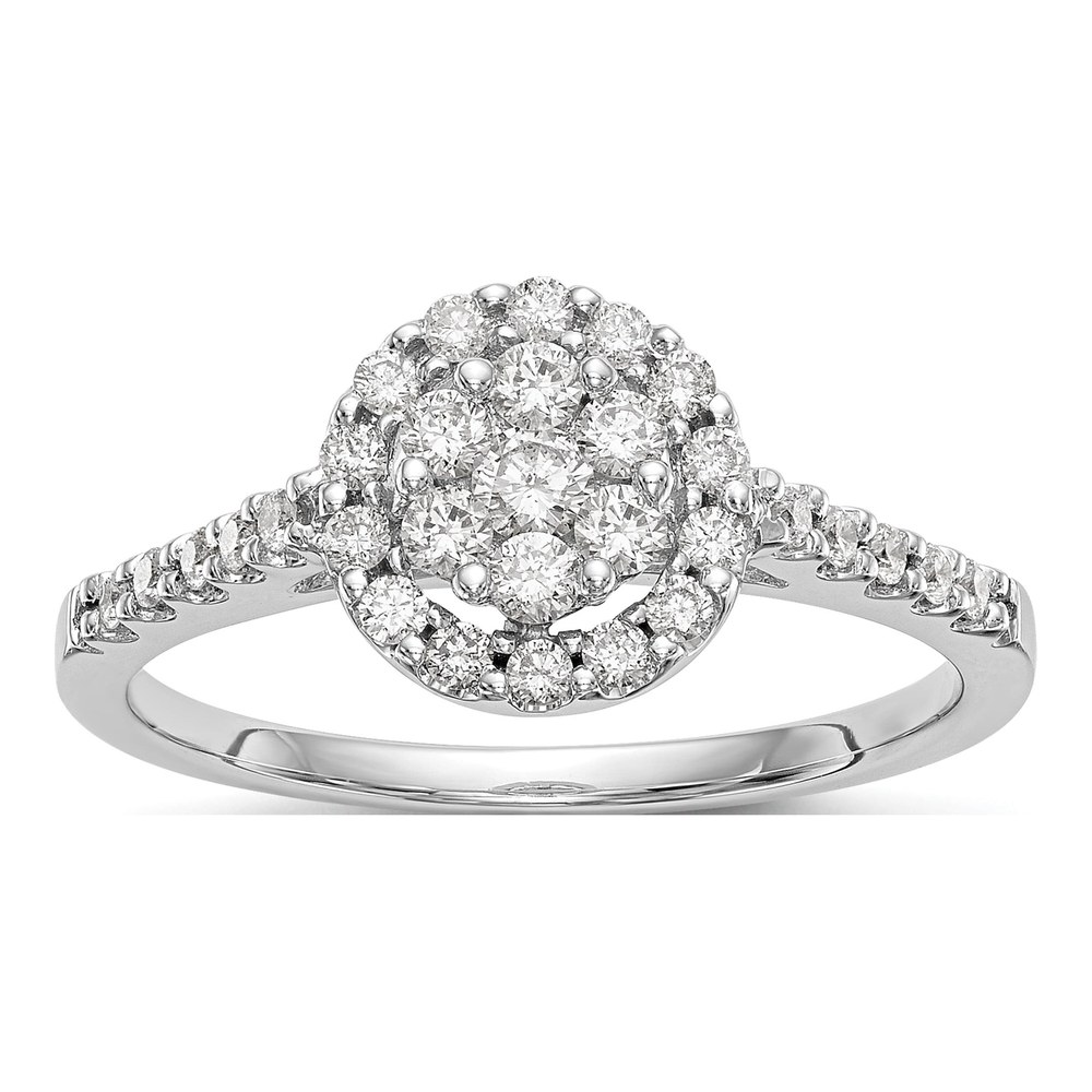 14K White Gold 0.52 ct tw Diamond Cluster Engagement Ring