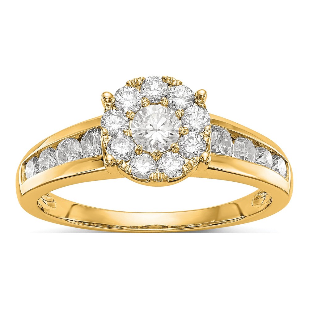 14K Yellow Gold 0.99 ct tw Diamond Cluster Engagement Ring