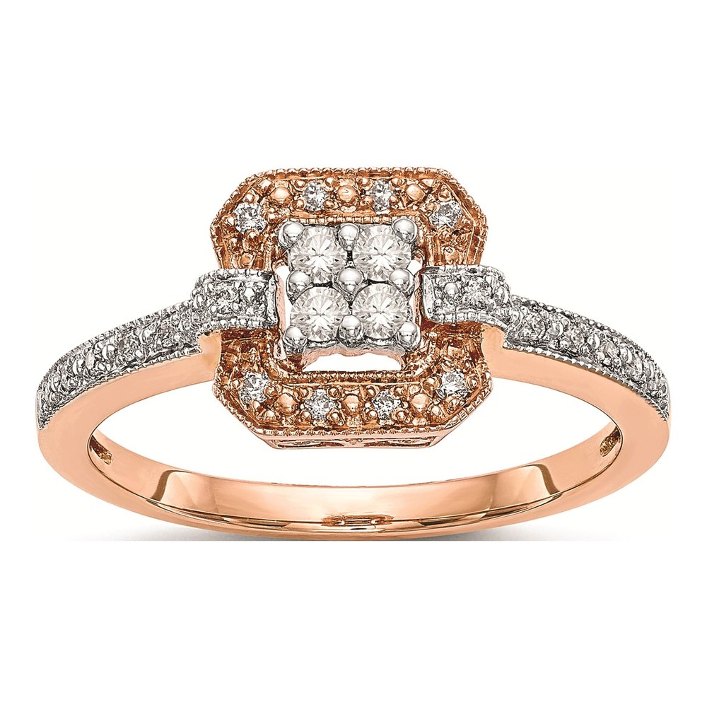 10K Rose Gold 1/5 ct tw Diamond Square Halo Engagement Ring