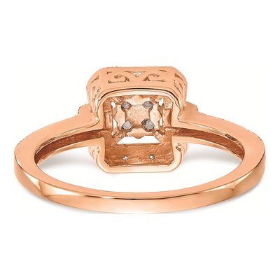 14K Rose Gold 1/5 ct tw Diamond Square Cluster Engagement Ring – view 5