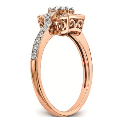 14K Rose Gold 1/5 ct tw Diamond Square Cluster Engagement Ring – view 6