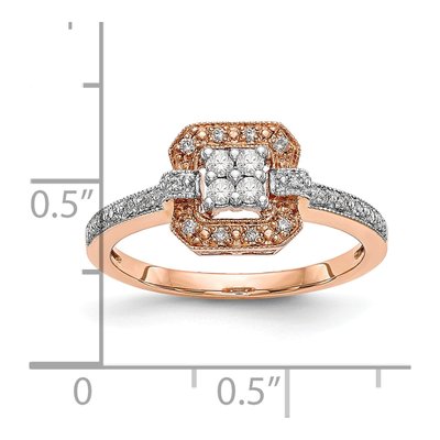 14K Rose Gold 1/5 ct tw Diamond Square Cluster Engagement Ring – view 7