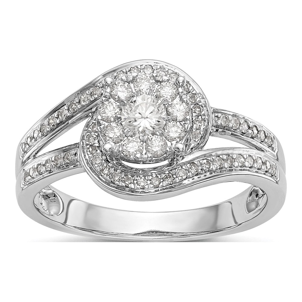 14K White Gold Diamond Cluster Engagement Ring