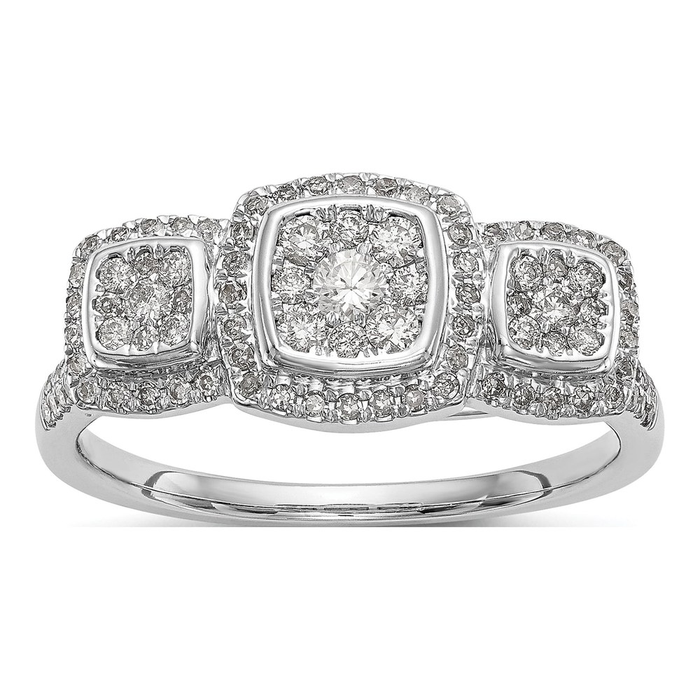 14K White Gold Diamond Cluster Engagement Ring