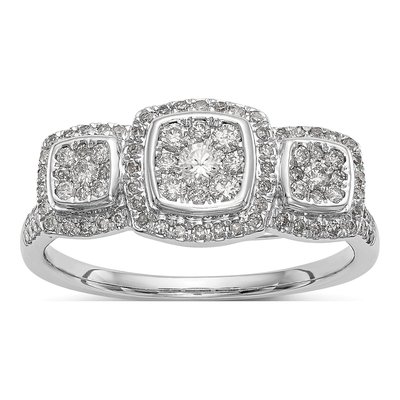14K White Gold 1/2 ct tw Diamond Cluster Engagement Ring