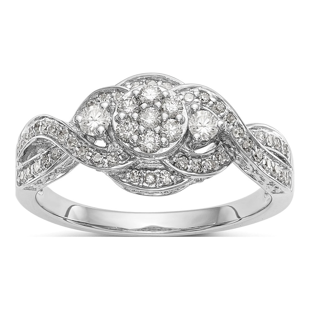 14K White Gold 0.41 ct tw Diamond Cluster Engagement Ring