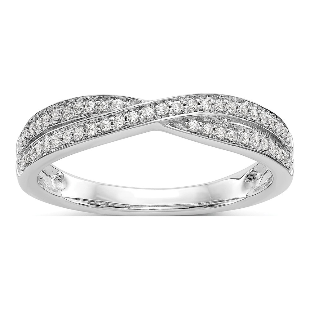 14K White Gold Criss-Cross Diamond Wedding Band