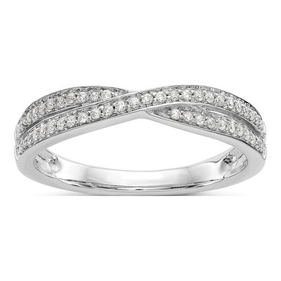 14K White Gold 1/5 ct tw Diamond Criss-Cross Wedding Engagement Ring