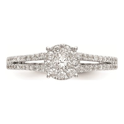 14K White Gold 1/2 ct tw Diamond Halo Engagement Ring – view 4