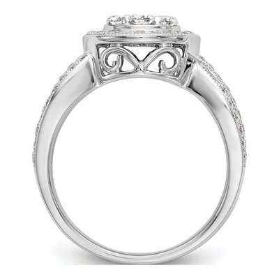 14K White Gold 1 ct tw Diamond Cluster Engagement Ring – view 2