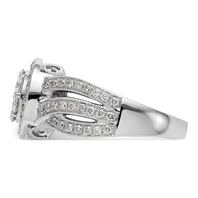 14K White Gold 1 ct tw Diamond Cluster Engagement Ring – view 3