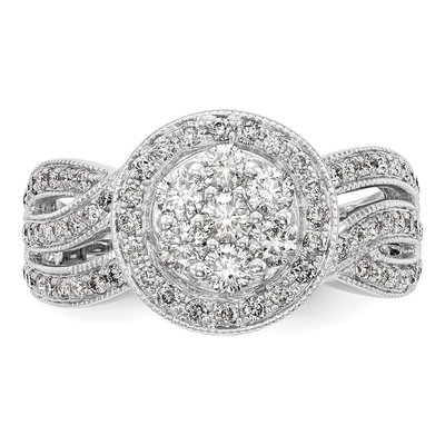 14K White Gold 1 ct tw Diamond Cluster Engagement Ring – view 4