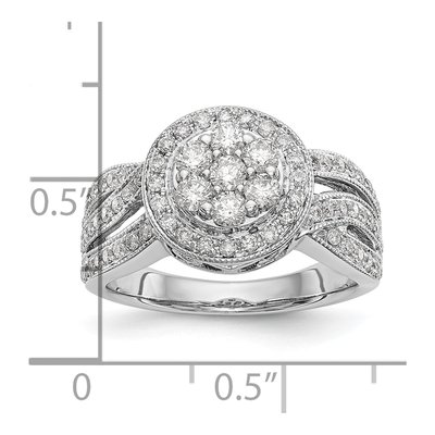 14K White Gold 1 ct tw Diamond Cluster Engagement Ring – view 7