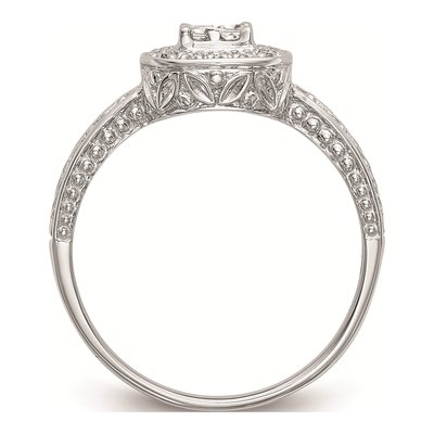 14K White Gold Diamond Square Halo Engagement Ring Mounting – view 2