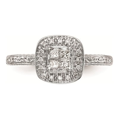 14K White Gold Diamond Square Halo Engagement Ring Mounting – view 4
