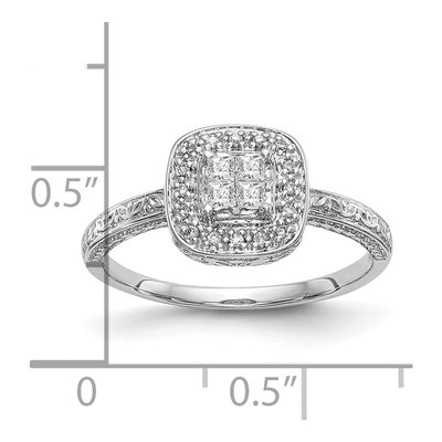 14K White Gold Diamond Square Halo Engagement Ring Mounting – view 7