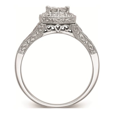 14K White Gold 3/4 ct tw Diamond Halo Engagement Ring – view 2