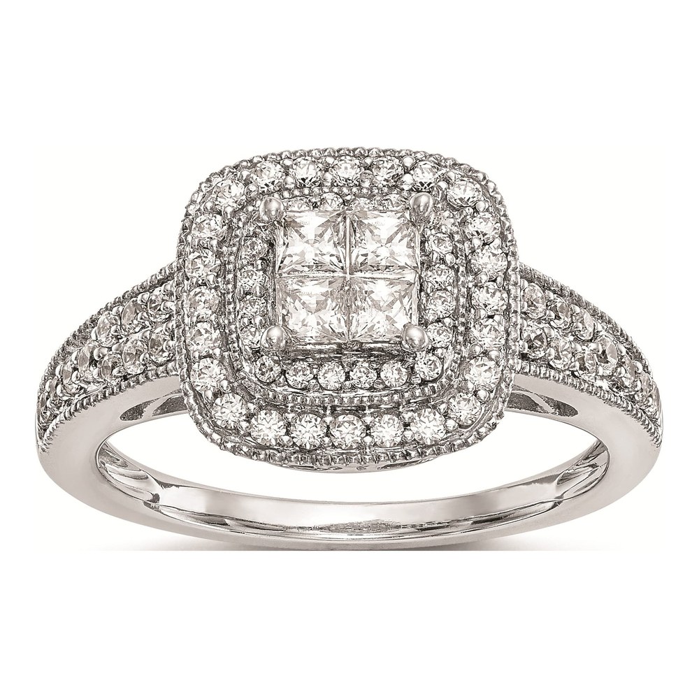 14K White Gold 5/8 ct Diamond Halo Engagement Ring