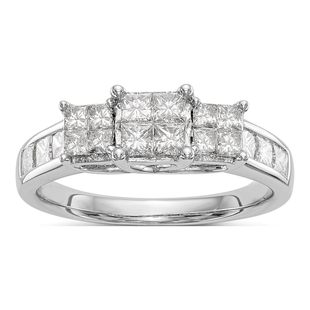 14K White Gold 0.99 ct tw Diamond Cluster Engagement Ring
