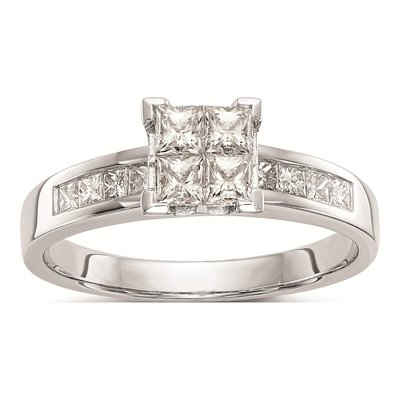 14K White Gold 3/4 ct tw Diamond Princess Engagement Ring
