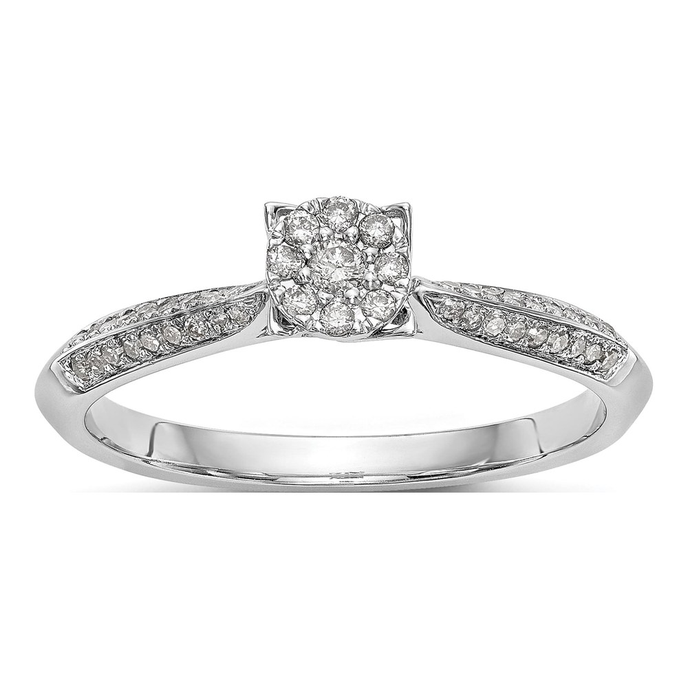 14K White Gold Diamond Cluster Engagement Ring