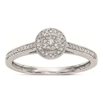 10K White Gold 1/5 ct tw Diamond Halo Engagement Ring